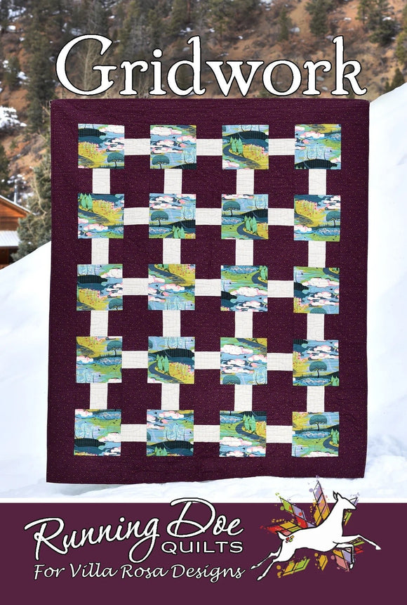Gridwork Quilt Pattern by Running Doe for Villa Rosa Designs 55 x 67