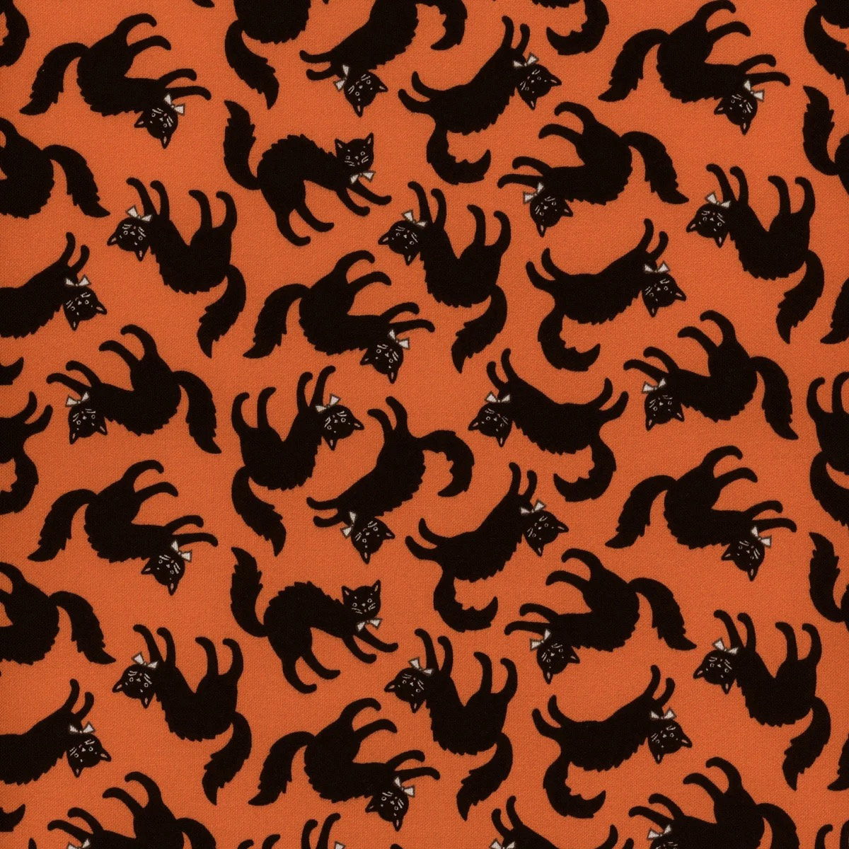 Sweet Tooth Scaredy Cat Orange ST24300 by Poppie Cotton Sold in 1/2 yard increments