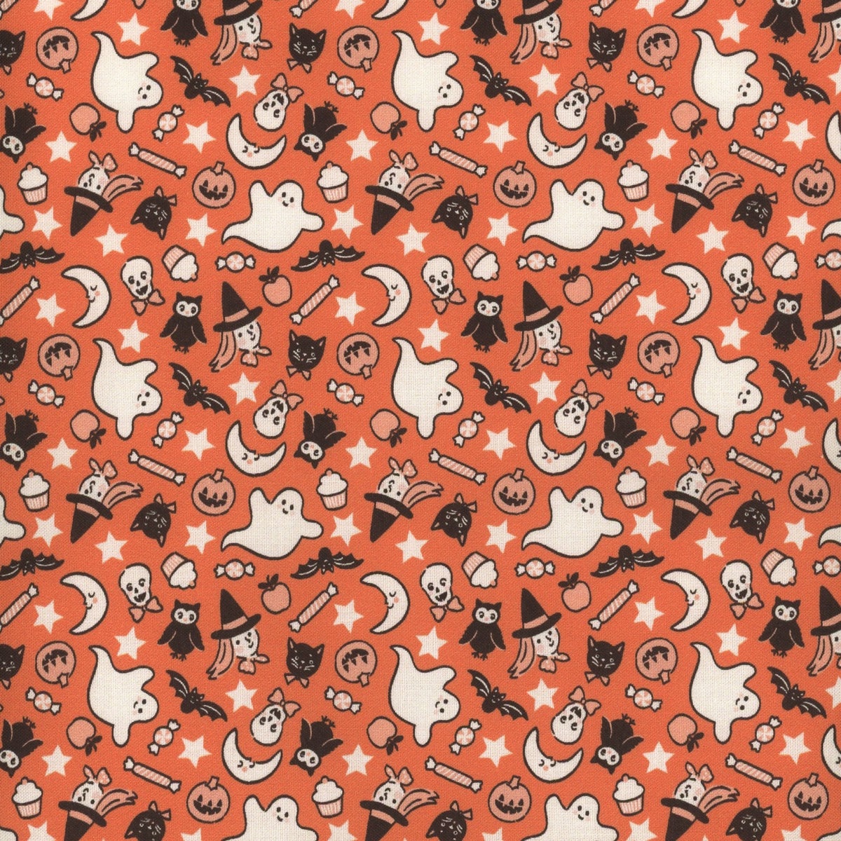 Sweet Tooth Eeaks Orange ST24 by Poppie Cotton Sold in 1/2 yard increments