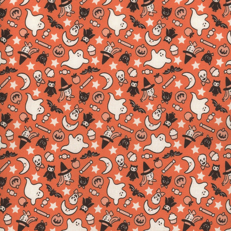 Sweet Tooth Eeaks Orange ST24 by Poppie Cotton Sold in 1/2 yard increments
