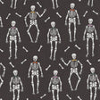 Sweet Tooth Bones Black ST24316 by Poppie Cotton Sold in 1/2 yard increments