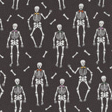 Sweet Tooth Bones Black ST24316 by Poppie Cotton Sold in 1/2 yard increments