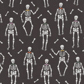 Sweet Tooth Bones Black ST24316 by Poppie Cotton Sold in 1/2 yard increments