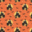 Sweet Tooth Little Witch Orange ST24318 by Poppie Cotton Sold in 1/2 yard increments