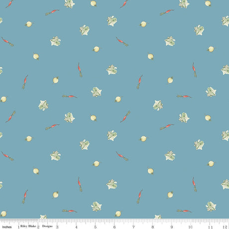 The Tale of Peter Rabbit Blue Veggies C14703-Blue Fabrics Sold in 1/2 Yard Increments