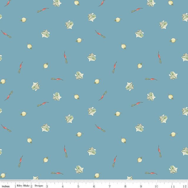 The Tale of Peter Rabbit Blue Veggies C14703-Blue Fabrics Sold in 1/2 Yard Increments