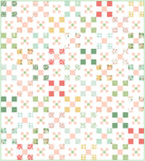 a quilt pattern with squares and flowers on it