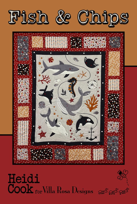 Fish and Chips Pattern Card by Villa Rosa Designs finished size 54" x 62"