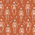 Sweet Tooth Bones Orange ST24315 by Poppie Cotton Sold in 1/2 yard increments
