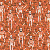 Sweet Tooth Bones Orange ST24315 by Poppie Cotton Sold in 1/2 yard increments