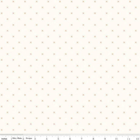 Bee Cross Stitch Pumpkin Yardage - C747-PUMPKIN by Lori Holt of A Bee in My Bonnet for Riley Blake Designs sold in 1/2 yard increments