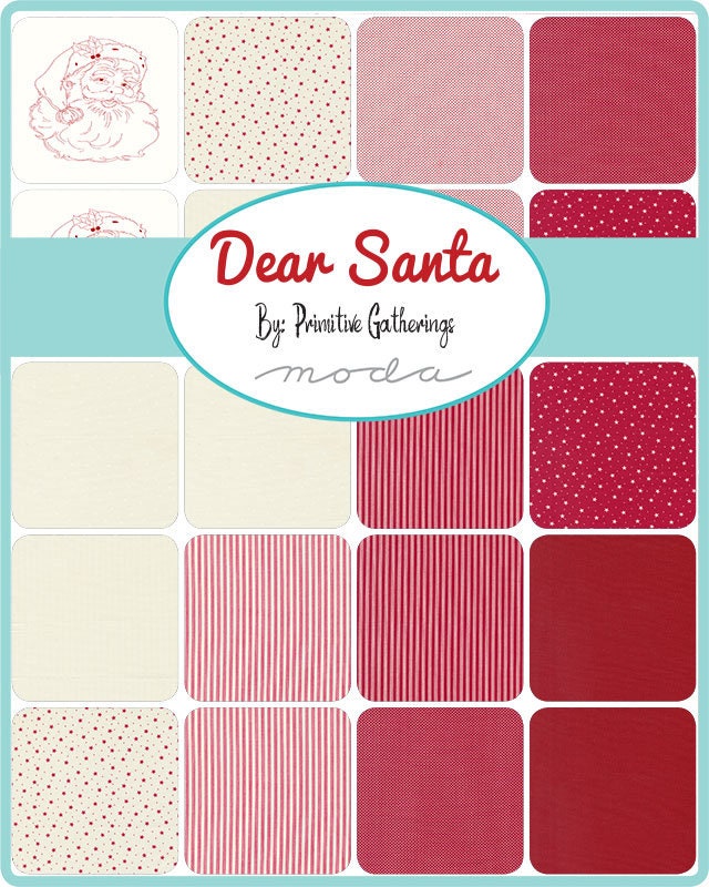 the dear santa quilt pattern is shown in red and white