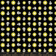 a pattern of skulls and flowers on a black background