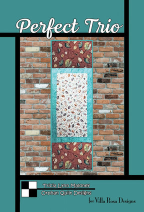 Perfect Trio Table Runner Quilt Pattern - Printed Pattern Only - From Villa Rosa Designs and Orphan Quilts 16 inches x 48 inches