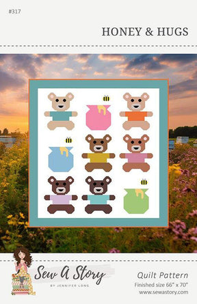 Honey and Hugs Quilt Pattern P317 From Sew A Story / Bee Sew Inspired By Jennifer Long - 66” x 70” lap size, fat quarter friendly