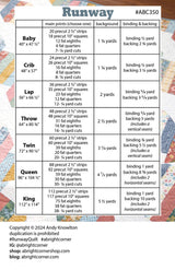 Runway Quilt Pattern AKBC350 Printed Pattern Only by A Bright Corner Quilts - Baby, Crib, Lap, Throw, Twin, Queen and King - 7 Quilt Sizes