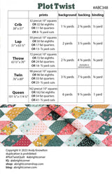 Plot Twist Quilt Pattern AKBC349 Printed Pattern Only by A Bright Corner Quilts, Crib, Lap and Throw, Twin and Queen Quilt Sizes