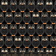 a black and orange owl pattern on a black background