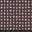 a pattern of skulls and flowers on a black background