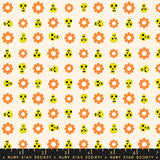 a pattern of skulls and flowers on a white background