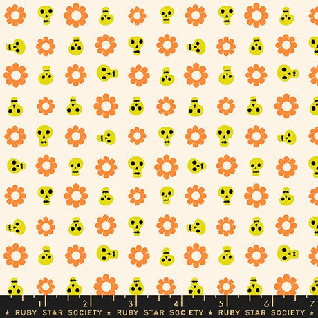 a pattern of skulls and flowers on a white background