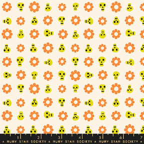 a pattern of skulls and flowers on a white background