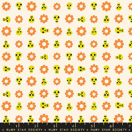 a pattern of skulls and flowers on a white background