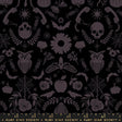 a black and white pattern with skulls and flowers