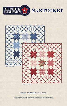 Nantucket Quilt Pattern, Printed Pattern Only MS1302 by Minick and Simpson 67 1/2" x 67 1/2"