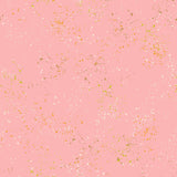 a pink background with gold speckles