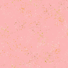 a pink background with gold speckles