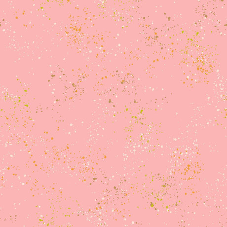 a pink background with gold speckles