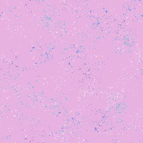 a pink background with blue and silver speckles