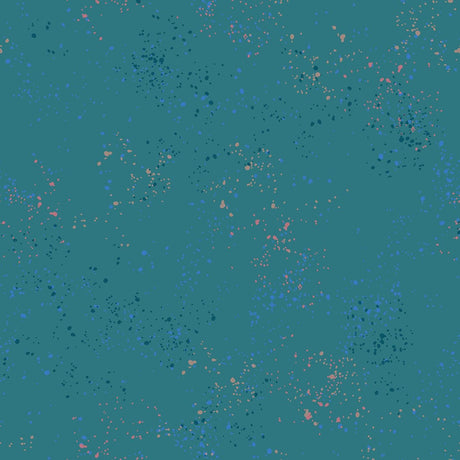 a blue background with pink and blue speckles