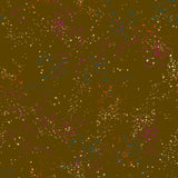 a brown background with many different colored dots