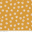 a yellow background with a pattern of cats
