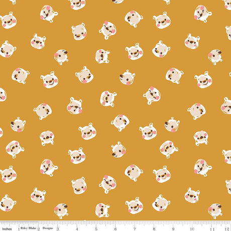 a yellow background with a pattern of cats