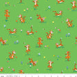 a green background with a bunch of cartoon animals