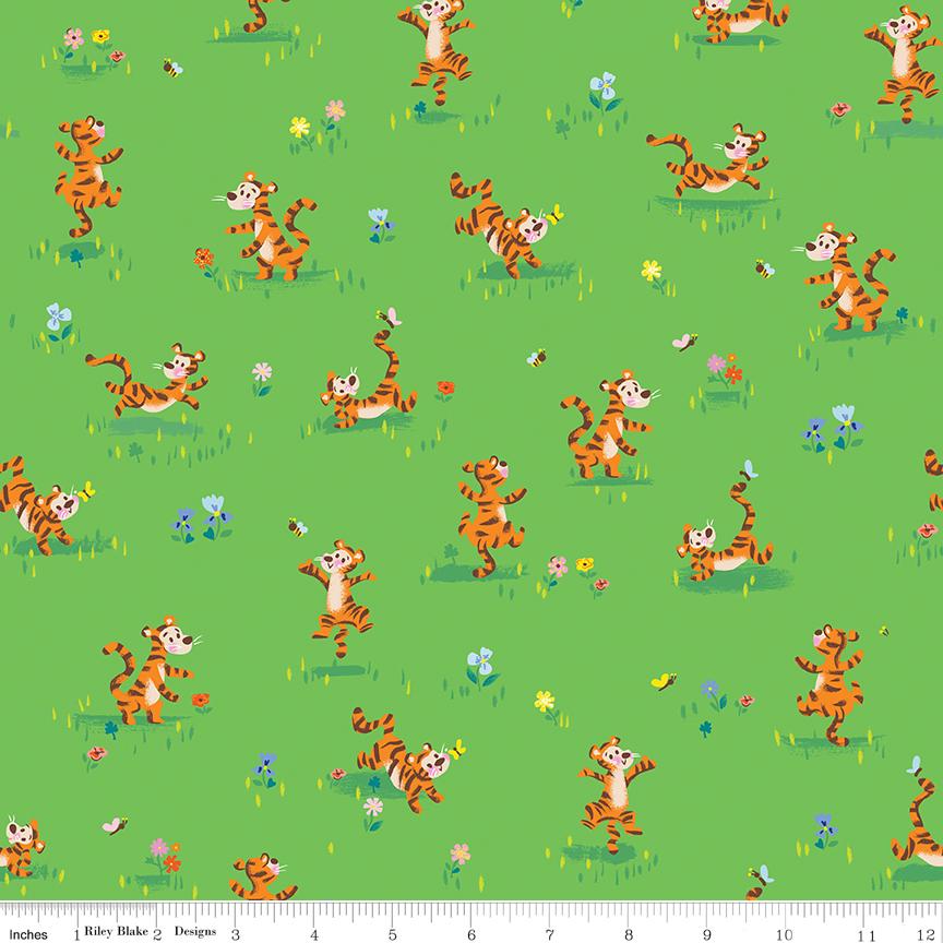 a green background with a bunch of cartoon animals