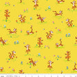 a yellow background with a bunch of cartoon animals on it