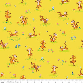a yellow background with a bunch of cartoon animals on it