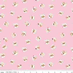 a pink background with a pattern of dogs on it