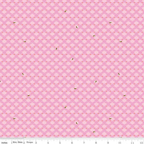 100 Aker Woods Honey Hex Pink Yardage C15715-Pink Sold in 1/2 yard increments cut continuously