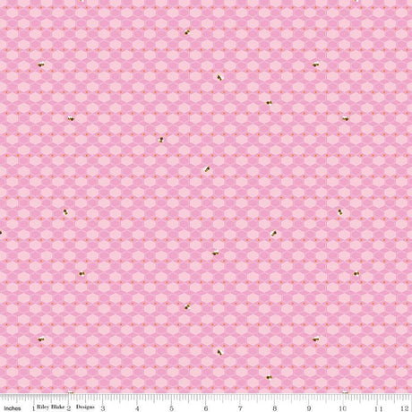 100 Aker Woods Honey Hex Pink Yardage C15715-Pink Sold in 1/2 yard increments cut continuously