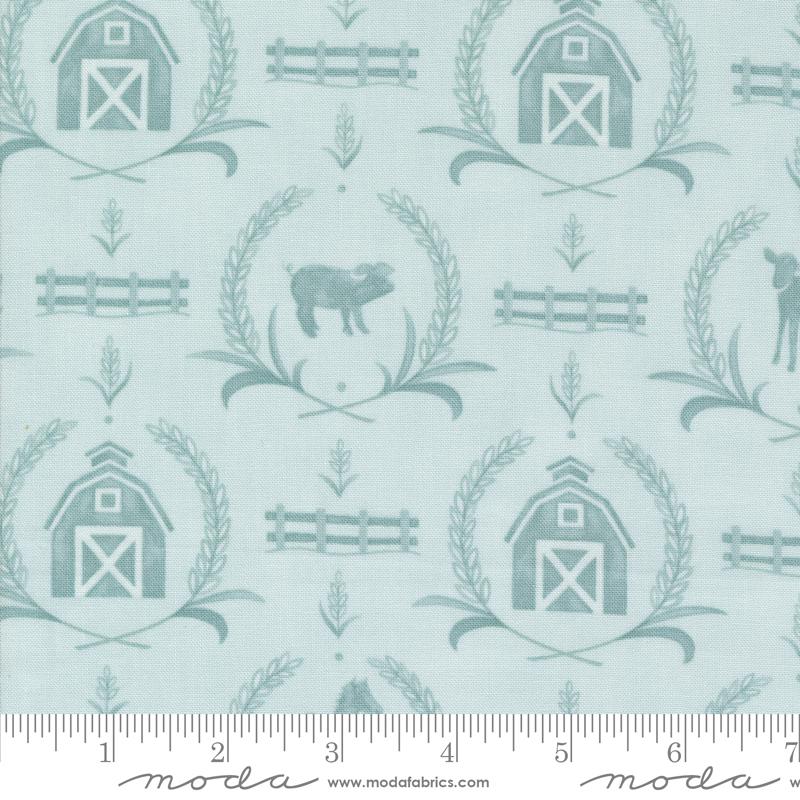 Willows Farm Farm Yard Damask Sky Yardage 56102-16 by Deb Strain for Moda Fabric Sold in 1/2 yard increments cut continuously