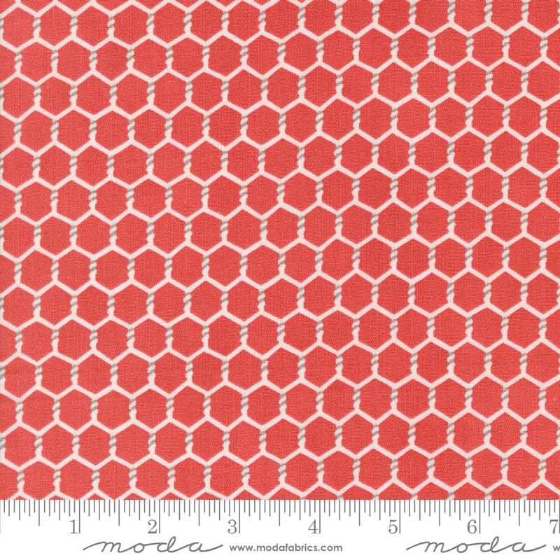 Willows Farm Chickenwire Yardage Barn Red 56106-31 by Deb Strain for Moda Fabric Sold in 1/2 yard increments cut continuously