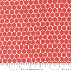 Willows Farm Chickenwire Yardage Barn Red 56106-31 by Deb Strain for Moda Fabric Sold in 1/2 yard increments cut continuously