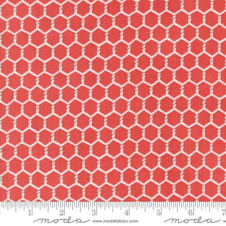 Willows Farm Chickenwire Yardage Barn Red 56106-31 by Deb Strain for Moda Fabric Sold in 1/2 yard increments cut continuously