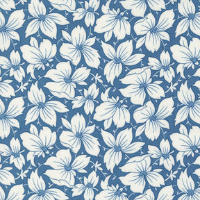 a blue and white flower pattern on a blue background
