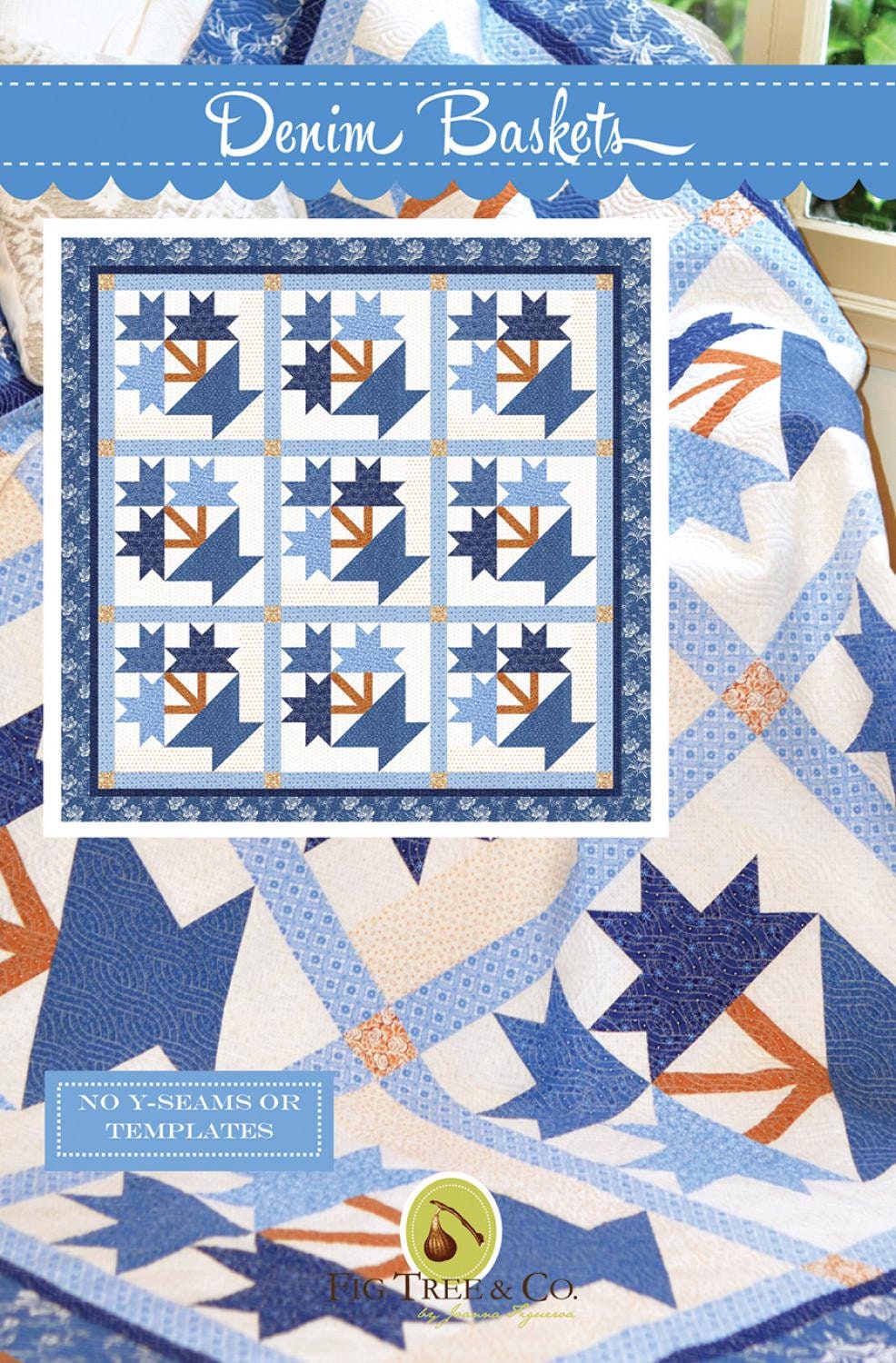 Denim Baskets Quilt Pattern by Fig Tree Quilts FTQ1990 71" x 71" Printed Pattern Only